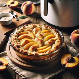 Serving of Peach Cobbler with ice cream