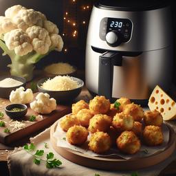 Cauliflower Cheese Bites Being Air Fried